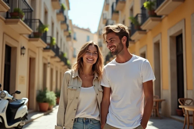 Couple discret se promenant dans les rues de Marseille, illustrant la vie privée et mystérieuse de la compagne du rappeur Jul