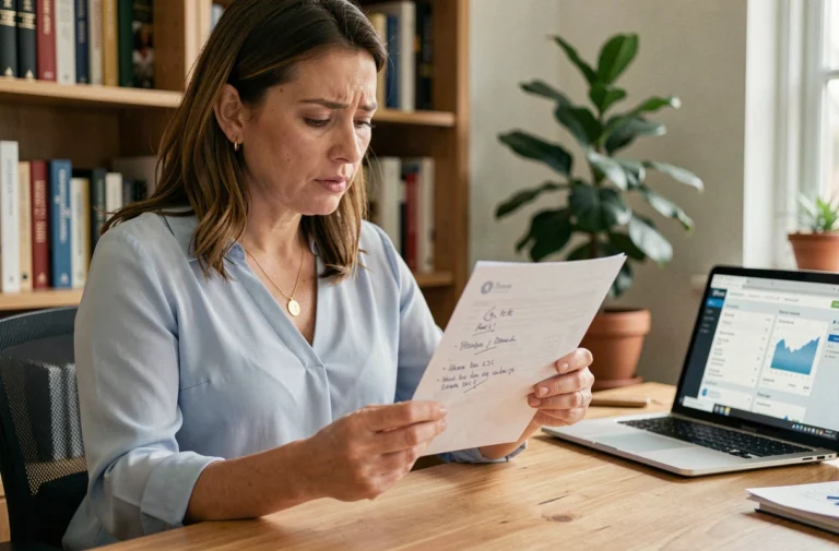 Femme vérifiant un relevé bancaire La Banque Postale pour comprendre un virement débit
